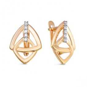 Золотые серьги КЮЗ Del'ta D1200640 с фианитом D1200640 фото
