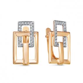 Золотые серьги КЮЗ Del'ta D1200641 с фианитом D1200641 фото