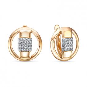 Золотые серьги КЮЗ Del'ta D1200669 с фианитом D1200669 фото