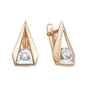 Золотые серьги КЮЗ Del'ta D1200673 с фианитом D1200673 фото
