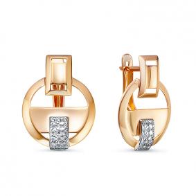 Золотые серьги КЮЗ Del'ta D1200717 с фианитом D1200717 фото