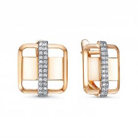 Золотые серьги КЮЗ Del'ta D1200722 с фианитом D1200722 фото