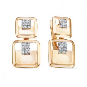 Золотые серьги КЮЗ Del'ta D1200723 с фианитом D1200723 фото