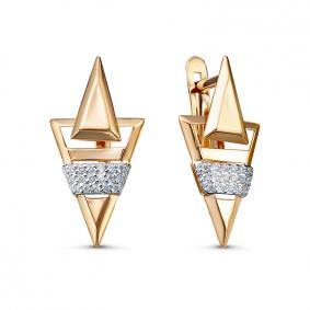 Золотые серьги КЮЗ Del'ta D1200726 с фианитом D1200726 фото