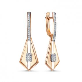 Золотые серьги КЮЗ Del'ta D1200727 с фианитом D1200727 фото