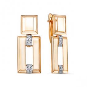 Золотые серьги КЮЗ Del'ta D1200730 с фианитом D1200730 фото