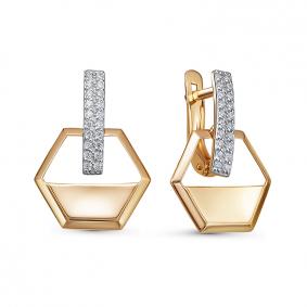 Золотые серьги КЮЗ Del'ta D1200732 с фианитом D1200732 фото