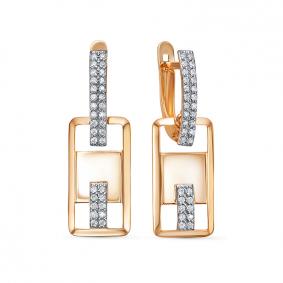 Золотые серьги КЮЗ Del'ta D1200733 с фианитом D1200733 фото