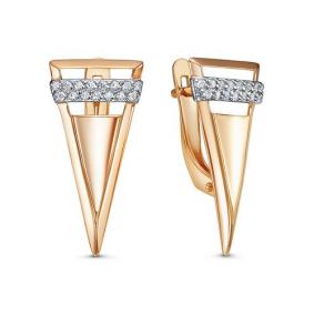 Золотые серьги КЮЗ Del'ta D1200734 с фианитом D1200734 фото