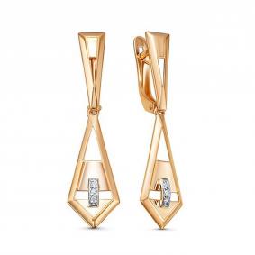 Золотые серьги КЮЗ Del'ta D1200735 с фианитом D1200735 фото