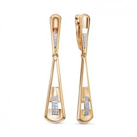 Золотые серьги КЮЗ Del'ta D1200736 с фианитом D1200736 фото