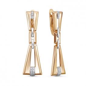 Золотые серьги КЮЗ Del'ta D1200737 с фианитом D1200737 фото