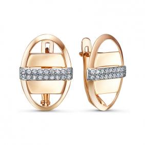 Золотые серьги КЮЗ Del'ta D1200739 с фианитом D1200739 фото