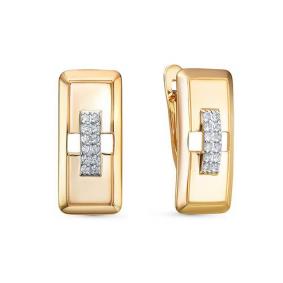 Золотые серьги КЮЗ Del'ta D1200741 с фианитом D1200741 фото
