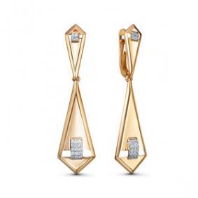 Золотые серьги КЮЗ Del'ta D1200742 с фианитом D1200742 фото