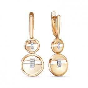 Золотые серьги КЮЗ Del'ta D1200743 с фианитом D1200743 фото