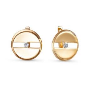 Золотые серьги КЮЗ Del'ta D1200744 с фианитом D1200744 фото