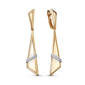 Золотые серьги КЮЗ Del'ta D1200748 с фианитом D1200748 фото