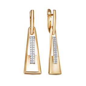 Золотые серьги КЮЗ Del'ta D1200749 с фианитом D1200749 фото