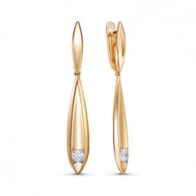 Золотые серьги КЮЗ Del'ta D1200764 с фианитом D1200764 фото