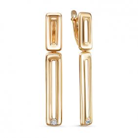 Золотые серьги КЮЗ Del'ta D1200765 с фианитом D1200765 фото