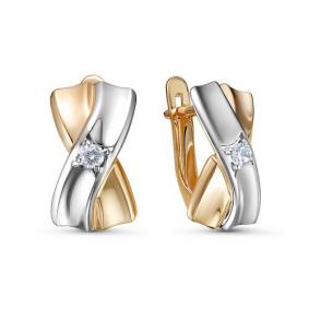 Золотые серьги КЮЗ Del'ta D1200772 с фианитом D1200772 фото