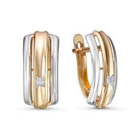 Золотые серьги КЮЗ Del'ta D1200773 с фианитом D1200773 фото