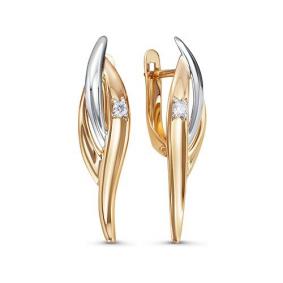 Золотые серьги КЮЗ Del'ta D1200822 с фианитом D1200822 фото