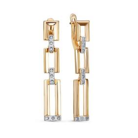 Золотые серьги КЮЗ Del'ta D1200841 с фианитом D1200841 фото