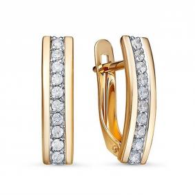 Золотые серьги КЮЗ Del'ta D1200902 с фианитом D1200902 фото