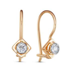 Золотые серьги КЮЗ Del'ta D1200912 с фианитом D1200912 фото