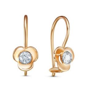 Золотые серьги КЮЗ Del'ta D1200915 с фианитом D1200915 фото