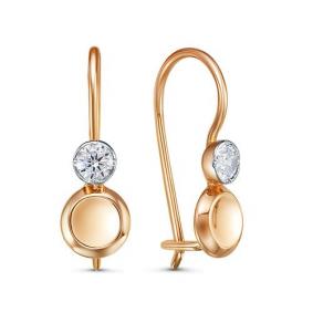 Золотые серьги КЮЗ Del'ta D1200916 с фианитом D1200916 фото