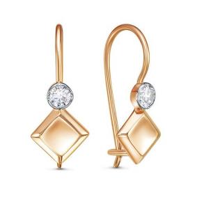 Золотые серьги КЮЗ Del'ta D1200917 с фианитом D1200917 фото