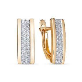 Золотые серьги КЮЗ Del'ta D1200919 с фианитом D1200919 фото