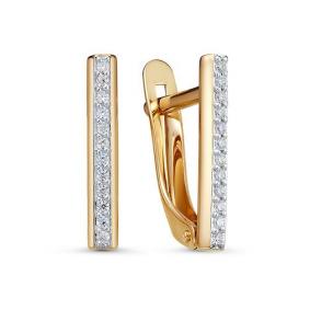 Золотые серьги КЮЗ Del'ta D1200922 с фианитом D1200922 фото