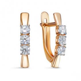 Золотые серьги КЮЗ Del'ta D1200970 с фианитом D1200970 фото