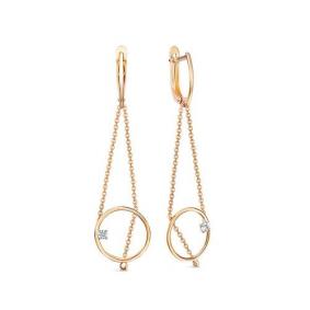 Золотые серьги КЮЗ Del'ta D1200987 с фианитом D1200987 фото