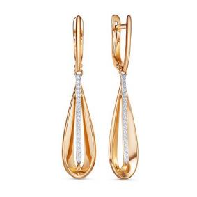 Золотые серьги КЮЗ Del'ta D1201060 с фианитом D1201060 фото