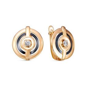 Золотые серьги КЮЗ Del'ta D1201062 с фианитом D1201062 фото