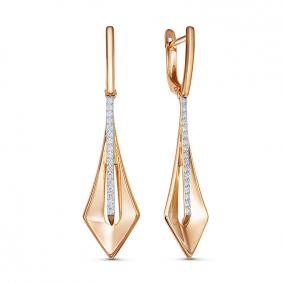 Золотые серьги КЮЗ Del'ta D1201098 с фианитом D1201098 фото