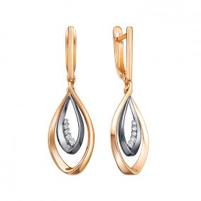 Золотые серьги КЮЗ Del'ta D1201155 с фианитом D1201155 фото