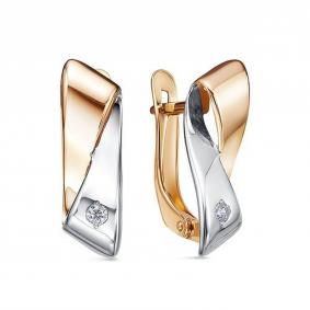 Золотые серьги КЮЗ Del'ta D1201165 с фианитом D1201165 фото