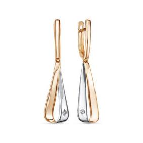 Золотые серьги КЮЗ Del'ta D1201169 с фианитом D1201169 фото