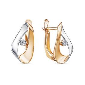 Золотые серьги КЮЗ Del'ta D1201192 с фианитом D1201192 фото