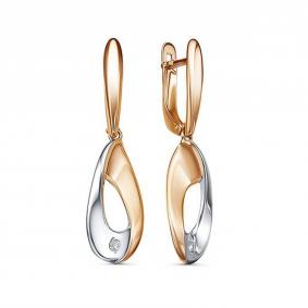 Золотые серьги КЮЗ Del'ta D1201199 с фианитом D1201199 фото