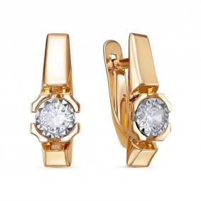 Золотые серьги КЮЗ Del'ta D1201201 с фианитом D1201201 фото