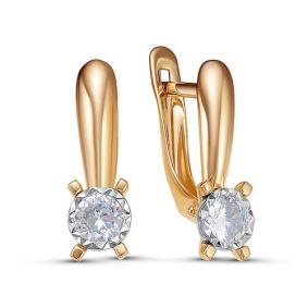 Золотые серьги КЮЗ Del'ta D1201206 с фианитом D1201206 фото