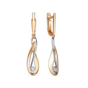 Золотые серьги КЮЗ Del'ta D1201224 с фианитом D1201224 фото