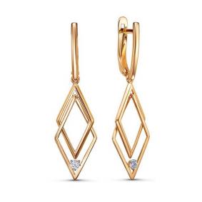 Золотые серьги КЮЗ Del'ta D1201231 с фианитом D1201231 фото